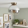 Gastor plafonnier boule en verre fumé, lampe de plafond vintage E27 laiton