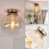 Gastor plafonnier globe en verre vintage E27, Ø 25 cm, finition laiton vieilli