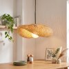Suspension Bauro avec abat-jour bombé en bambou écru pour la table à manger, longueur 50 cm