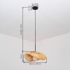 Suspension Bauro avec abat-jour bombé en bambou écru pour la table à manger, longueur 50 cm