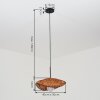 Suspension Bauro avec abat-jour tressé en bambou brun et écru, forme ovale, longueur 40 cm