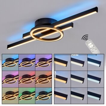 Narok plafonnier LED avec télécommande, lampe de plafond anneau et barres