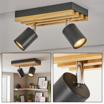 Velani plafonnier LED GU10 2 spots orientables, rampe à lamelles scandinave
