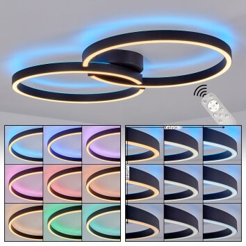 Narok plafonnier LED annulaire moderne avec télécommande, effet halo indirect