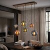 Koyoto suspension 6 lampes E27 à abat-jour en verre multicolore vintage