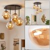 Plafonnier moderne Chehalis à 4 lumières avec abat-jour ambrés en verre ø 15 cm