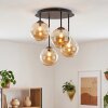Plafonnier moderne Chehalis à 4 lumières avec abat-jour ambrés en verre ø 15 cm