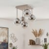 Plafonnier Koyoto moderne à 5 lumières en grappe, abat-jour en verre chromé, clair et fumé