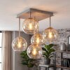 Koyoto plafonnier à globes 5 flammes E14, luminaire de plafond carré rétro vintage