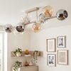 Plafonnier moderne Koyoto à 10 lumières avec abat-jour en verre ambre, chrome, clair et fumé