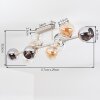 Plafonnier moderne Koyoto à 10 lumières avec abat-jour en verre ambre, chrome, clair et fumé