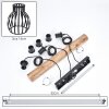 Oravi suspension bois 3 lumières E27, longueur 60 cm, abat-jour cage