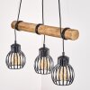 Oravi suspension bois 3 lumières E27, longueur 60 cm, abat-jour cage