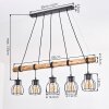 Gondo suspension en bois sur barre, 5 lumières E27, abat-jour cage, longueur 100 cm
