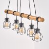 Gondo suspension en bois sur barre, 5 lumières E27, abat-jour cage, longueur 100 cm