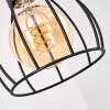 Gondo suspension en bois sur barre, 5 lumières E27, abat-jour cage, longueur 100 cm