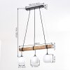 Koyoto suspension bois à barre, luminaire suspendu 3 flammes E27, longueur 60 cm
