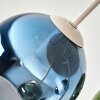 Plafonnier Koyoto moderne avec 5 abat-jour ronds bleus, dorés et verts en verre