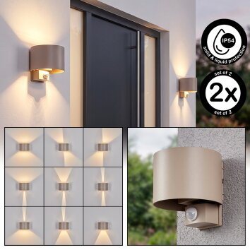 Tamarin applique murale extérieure avec détecteur de mouvement LED, lot de 2