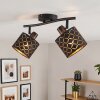 Tallaboa plafonnier 2 spots E14, lampe de plafond vintage à abat-jours ajourés