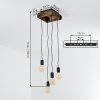 Suspension grappe Avestruz, socle carré en bois, 4 câbles pour la table à manger