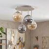 Plafonnier moderne Gastor à 4 lumières, abat-jour en verre ambre et fumé, E14