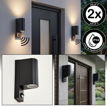 Kingstown applique murale extérieure avec détecteur de mouvement, lot de 2, GU10