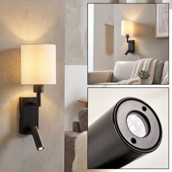 Turil LED applique murale liseuse avec abat-jour en tissu et spot orientable