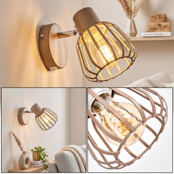 Keldor applique murale orientable avec interrupteur, abat-jour cage rétro E27