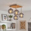 Koyoto plafonnier 4 flammes E14 pour salon, style boho vintage, abat-jour globe