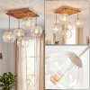 Koyoto plafonnier suspendu 5 lumières, globes rainurés style rétro moderne