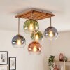 Plafonnier à abat-jour ronds Koyoto, 5 lumières en verre multicolore, style bohème