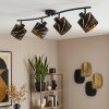 Spot de plafond Alsen à 4 lumières avec têtes orientables et abat-jour noirs à motifs dorés