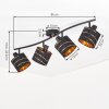 Spot de plafond Alsen moderne, 4 têtes orientables, abat-jour noirs à bandes dorées