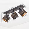 Spot de plafond moderne Alsen à 3 lumières, abat-jour noirs ajourés géométriques