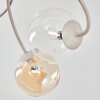Plafonnier moderne Chehalis à 6 lumières avec abat-jour ronds en verre ambre et clair