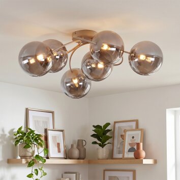 Chehalis plafonnier à globes 6 lumières, luminaire de plafond rétro