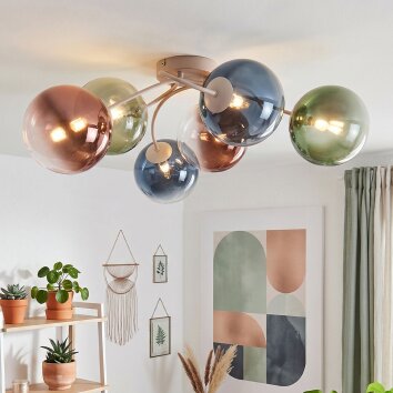 Chehalis plafonnier boule 6 flammes G9 Ø 64 cm, luminaire de plafond rétro