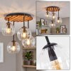 Koyoto plafonnier 4 lumières E14 style boho rétro, abat-jour globe pour salon