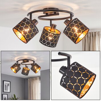 Plafonnier Alsen 3 spots orientables, abat-jour ajourés motif hexagonal