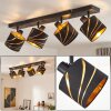 Spot de plafond Alsen à 4 lumières, abat-jour noirs à bandes dorées orientables