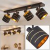 Spot de plafond Alsen à 4 lumières, têtes orientables, abat-jour noirs et dorés