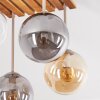 Plafonnier Gastor à 4 lumières, socle à lattes, abat-jour en verre ambre, clair, fumé