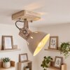 Plafonnier orientable Orny, socle carré en bois sable, au design scandinave