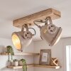 Plafonnier Herford avec poutre en bois clair, deux têtes orientables
