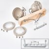 Plafonnier Herford avec poutre en bois clair, deux têtes orientables