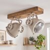 Plafonnier moderne Herford à 2 sources orientables sur poutre en bois écru
