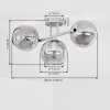Plafonnier moderne Koyoto, grappe de trois abat-jour en verre fumé, ambré et clair