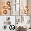 Applique murale moderne Gastor en sable, 3 lumières à abat-jour ronds fumés, set de 2