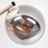 Plafonnier moderne Gastor à trois abat-jour ronds en verre fumé et ambre